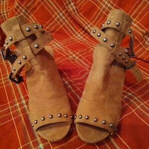 Studded Tan Faux Suede Ankle Bootie size 6.5